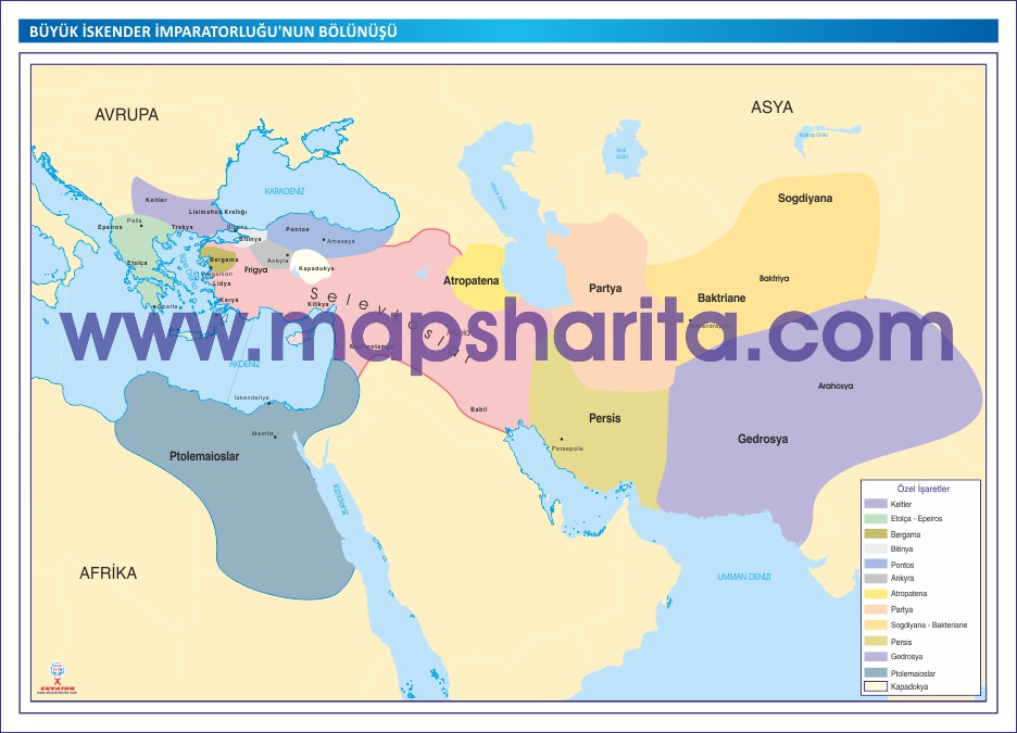 BÜYÜK İSKENDER İMPARATORLUĞU’NUN BÖLÜNÜŞÜ HARİTASI