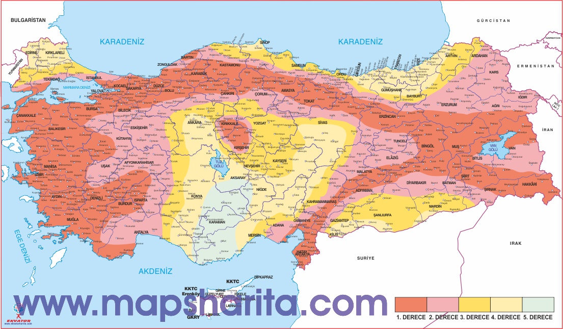 İÇ ANADOLU BÖLGESİ DEPREM HARİTASI