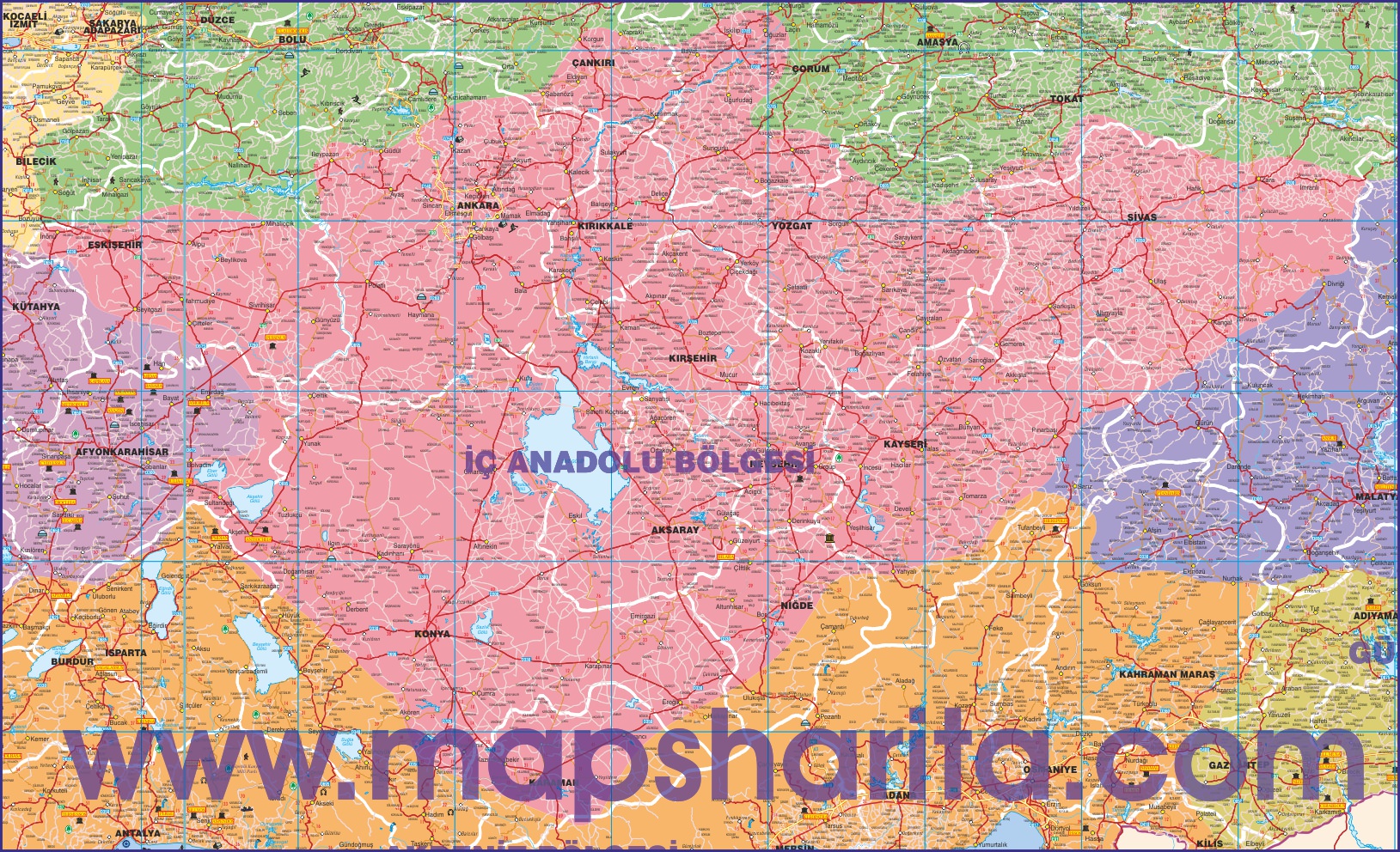 İÇ ANADOLU BÖLGESİ HARİTASI DETAYLI İÇ ANADOLU BÖLGESİ HARİTASI DETAYLI