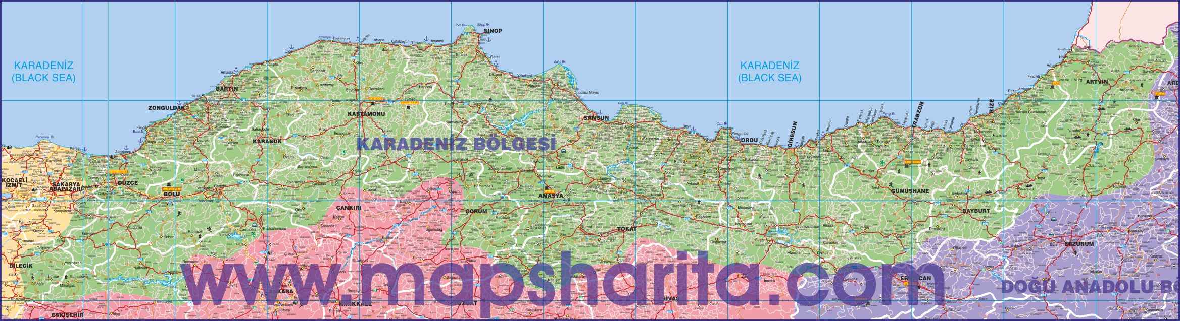 KARADENİZ BÖLGESİ SİYASİ HARİTASI KARADENİZ BÖLGESİ SİYASİ HARİTASI