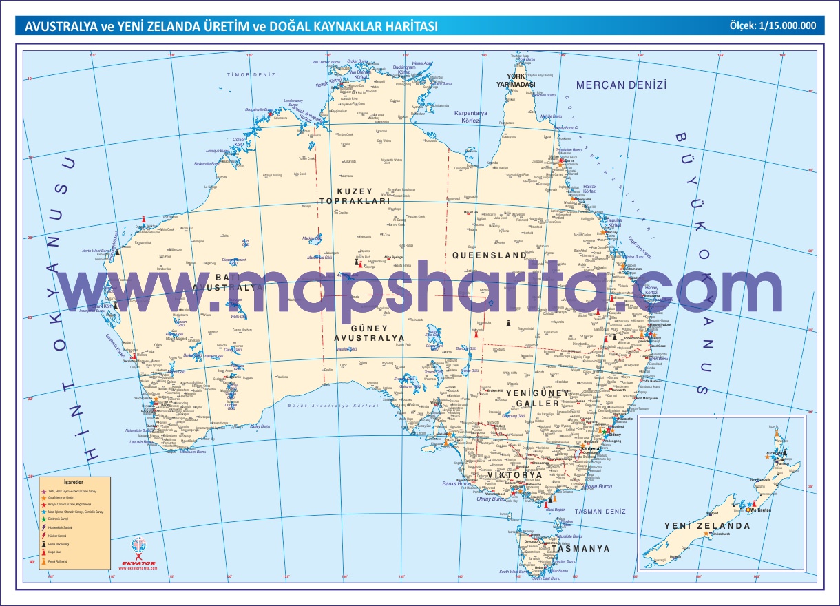 AVUSTRALYA VE YENİ ZELANDA ÜRETİM VE DOĞAL KAYNAKLAR HARİTASI