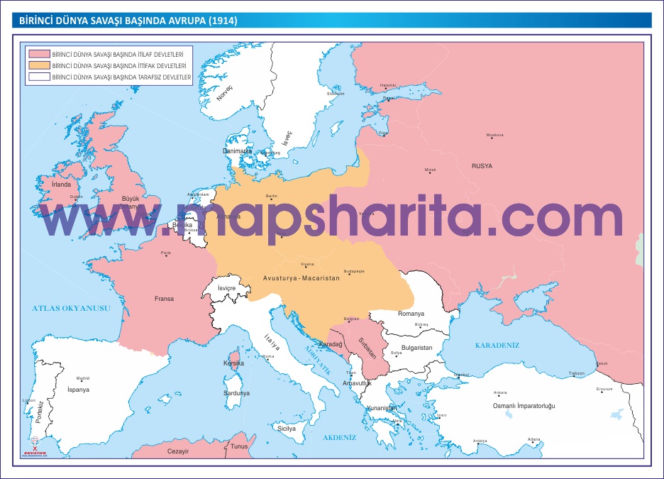 BİRİNCİ DÜNYA SAVAŞI ÖNCESİ AVRUPA HARİTASI