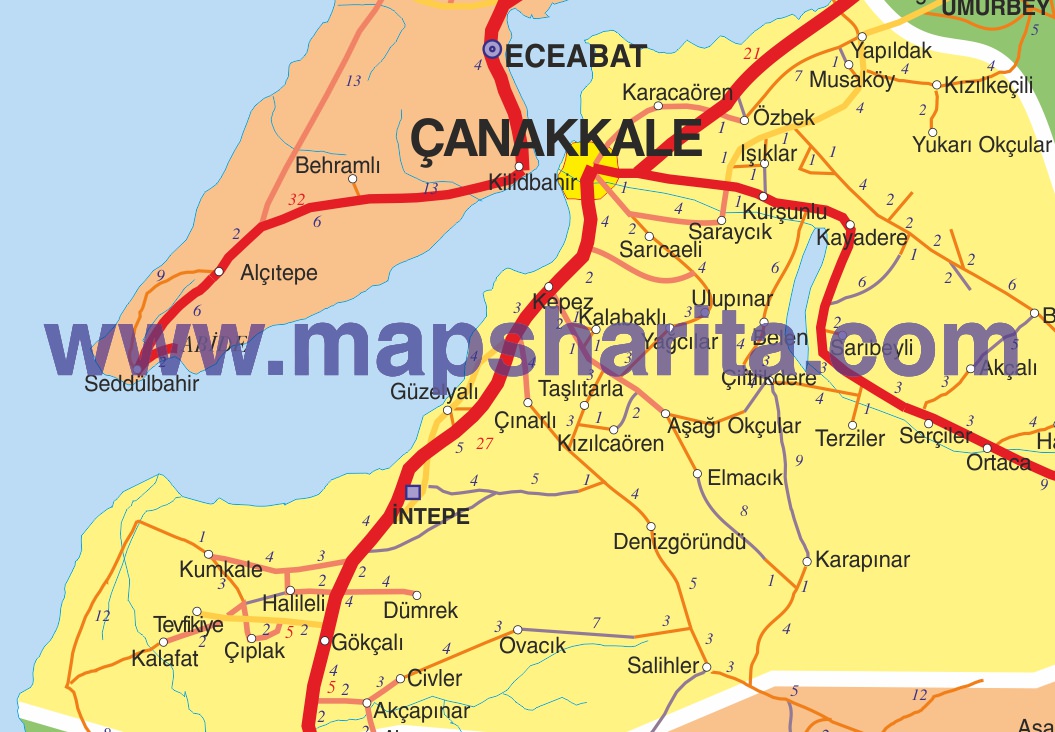 ÇANAKKALE İLÇELER HARİTASI ÇANAKKALE İLÇELER HARİTASI