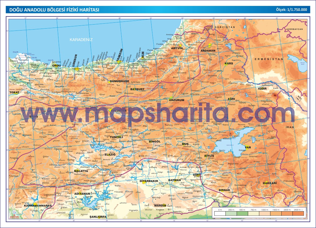 DOĞU ANADOLU BÖLGESİ FİZİKİ HARİTASI