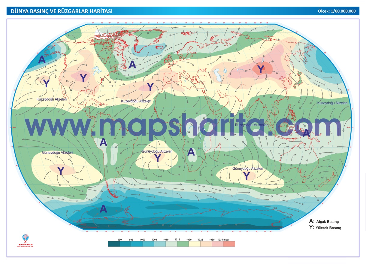 DÜNYA BASINÇ VE RÜZGARLAR HARİTASI
