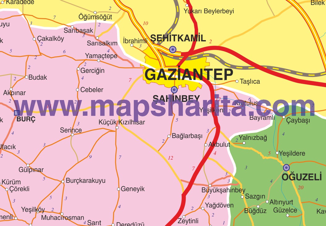 GAZİANTEP İL HARİTASI