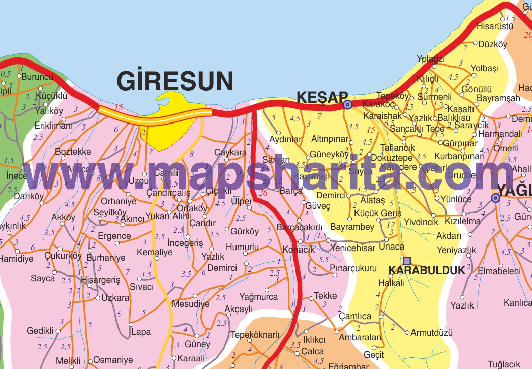 GİRESUN İLÇELER HARİTASI