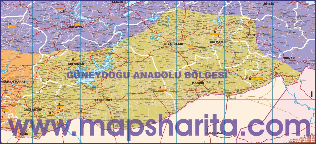 GÜNEY DOĞU ANADOLU BÖLGESİ HARİTASI GÜNEY DOĞU ANADOLU BÖLGESİ HARİTASI