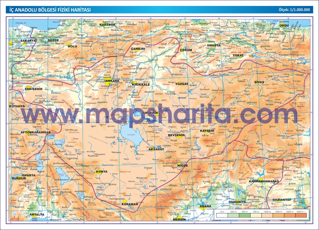 İÇ ANADOLU BÖLGESİ FİZİKİ HARİTASI