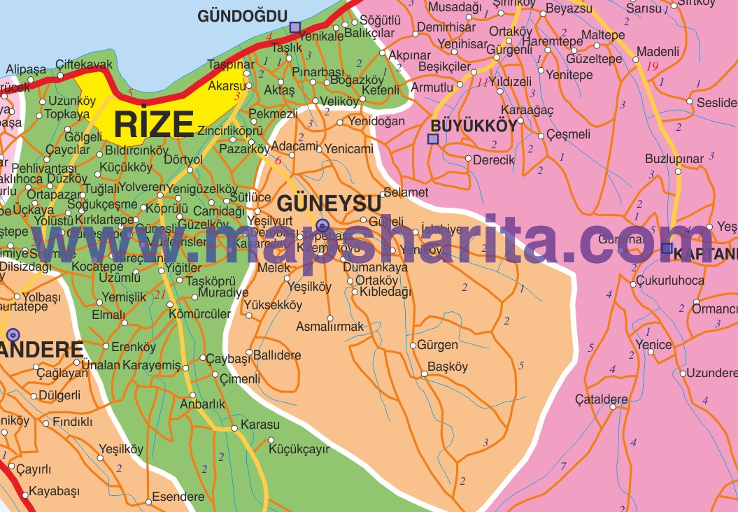 RİZE İLÇELER HARİTASI RİZE İLÇELER HARİTASI