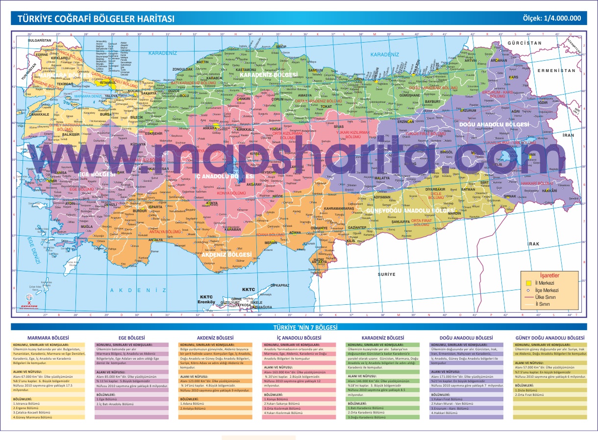 TÜRKİYE COĞRAFİ BÖLGELER HARİTASI