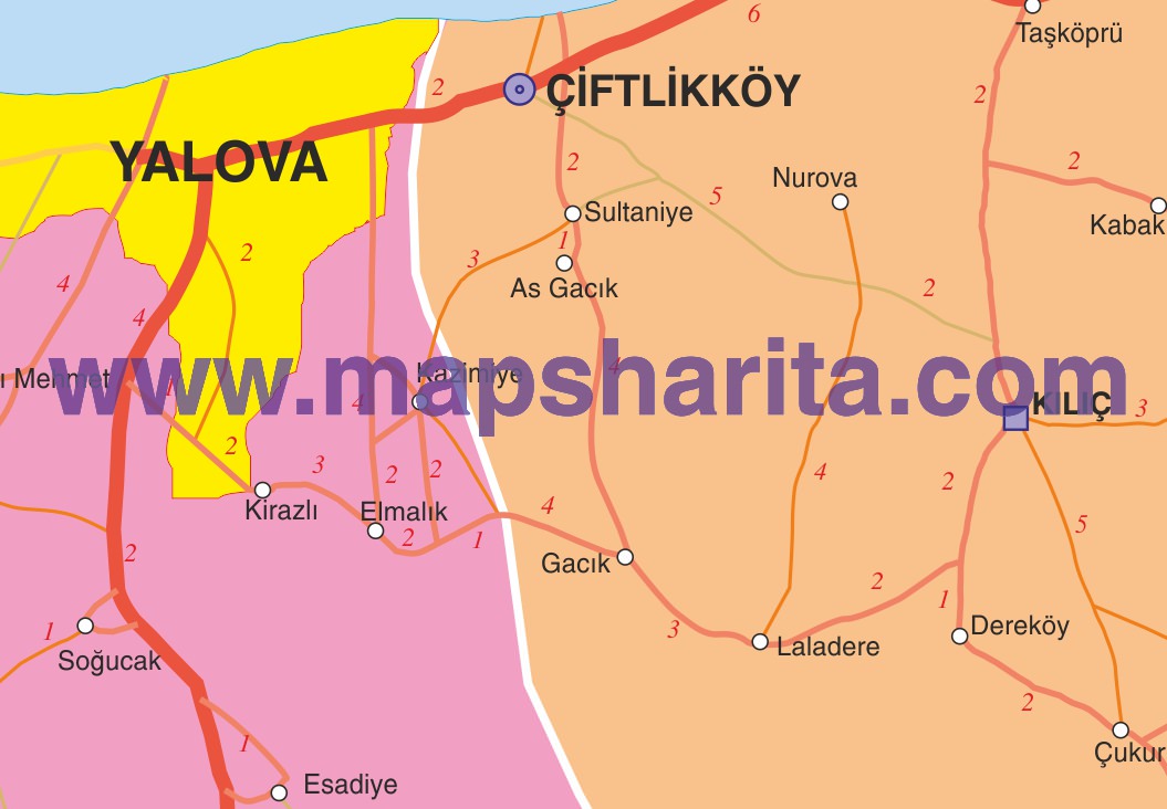 YALOVA İLÇELER HARİTASI YALOVA İLÇELER HARİTASI